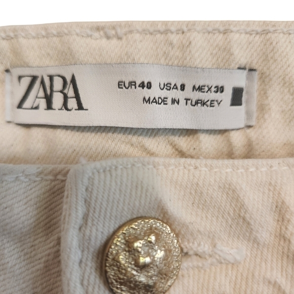 EUC ZARA CREAM HIGH RISE RAW HEM JEANS SIZE 8 - Picture 6 of 8